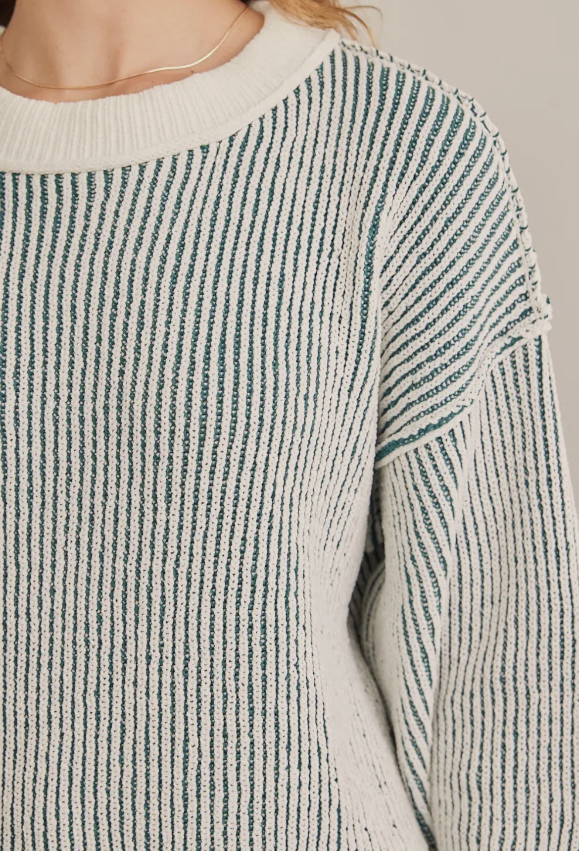Super Soft Green Striped Sweater