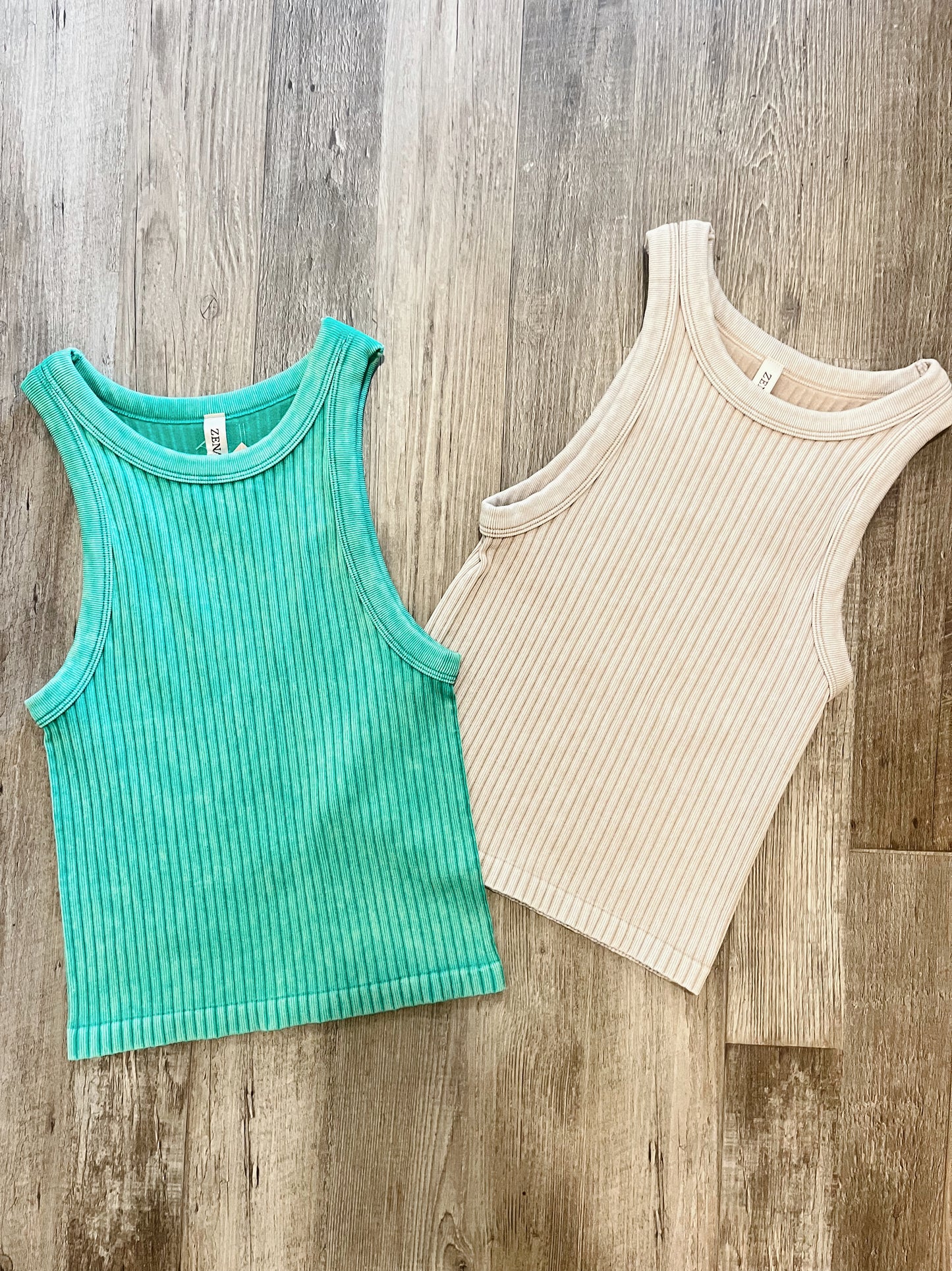 Ribbed Washed Seamless Tank