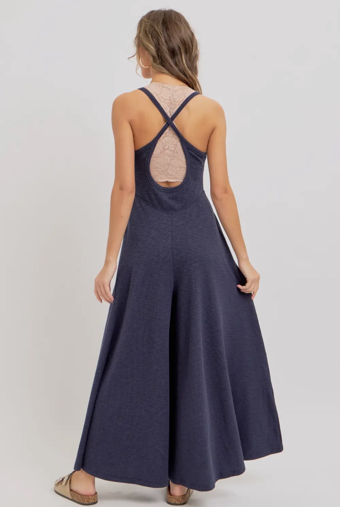 Navy Keyhole Back Jumpsuit