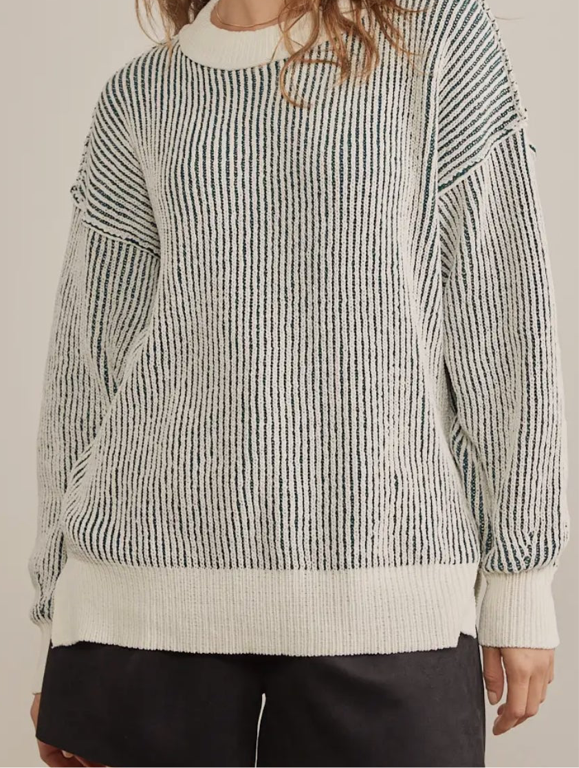 Super Soft Green Striped Sweater