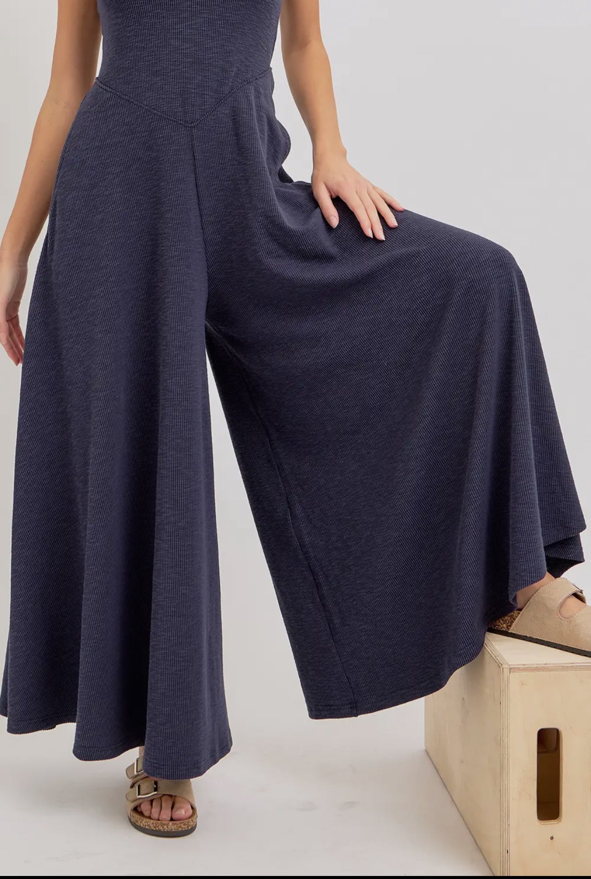 Navy Keyhole Back Jumpsuit