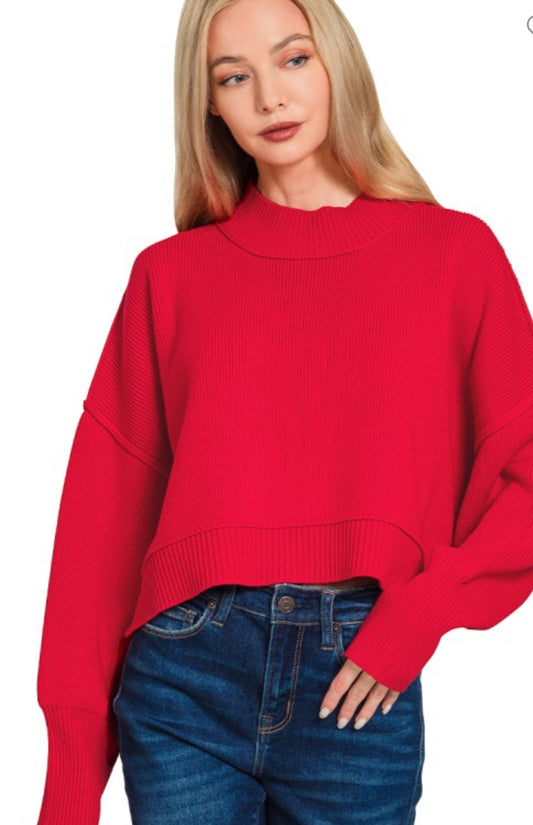 Holly Red Cropped Sweater