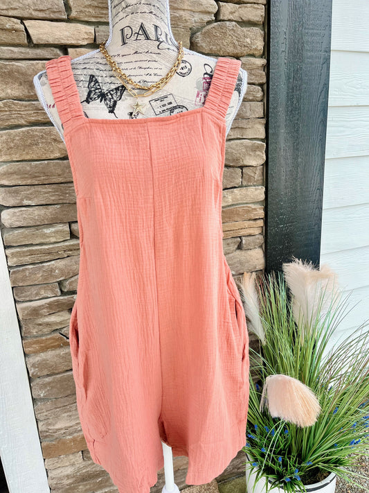 New Rust Linen Romper