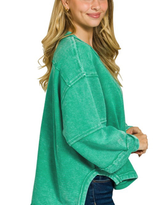 Merry Mint Ribbed Pullover