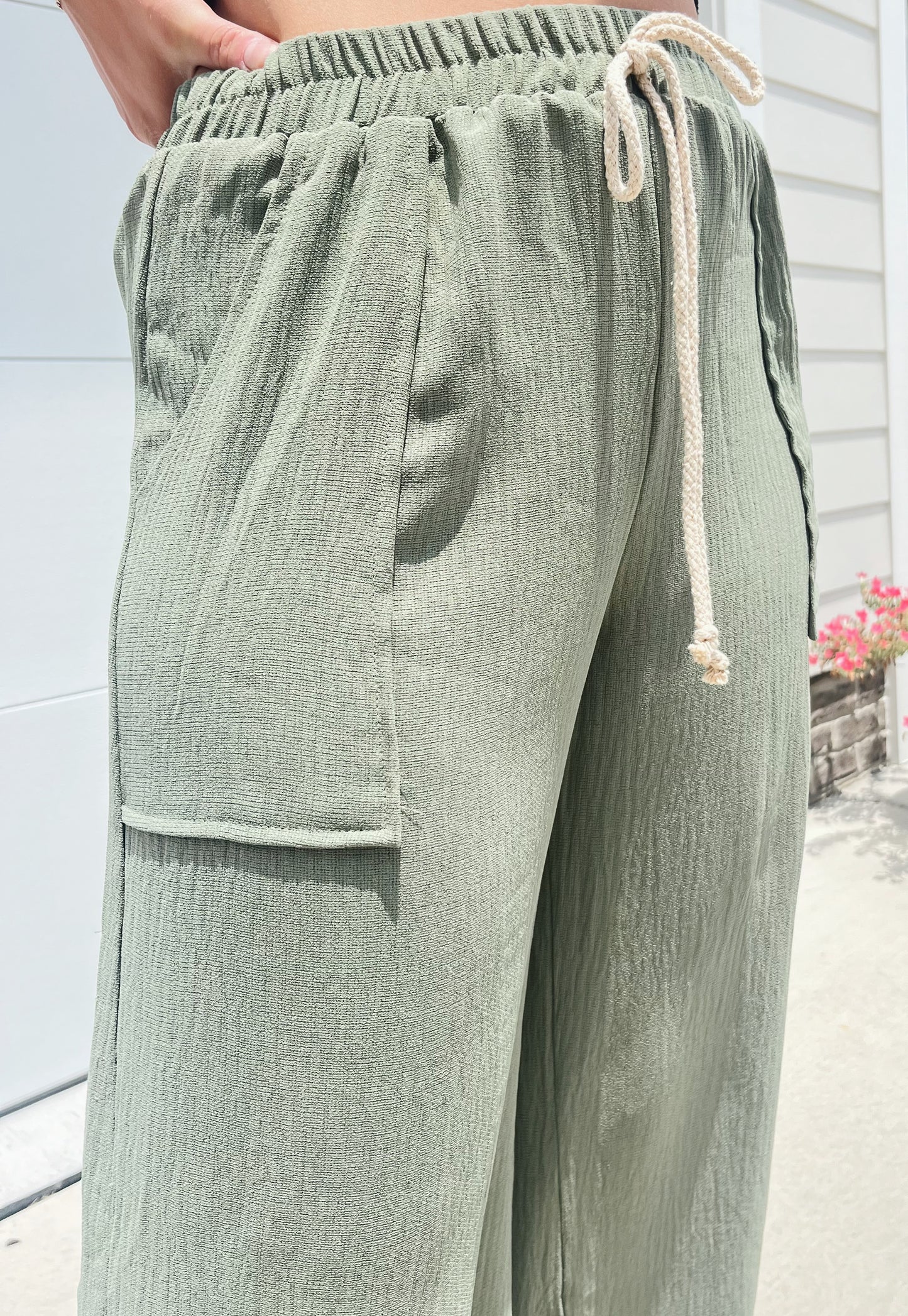 Wide Leg Olive Pants