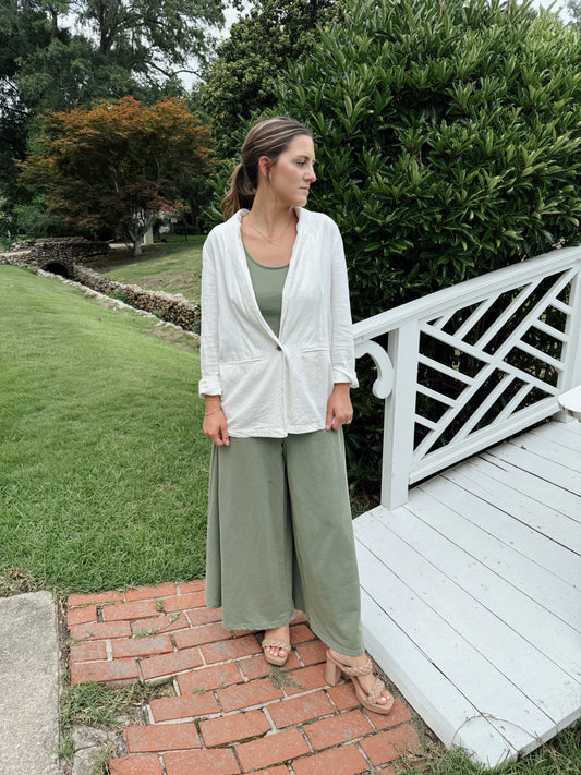 Moss Green Wide Leg Jumpsuit