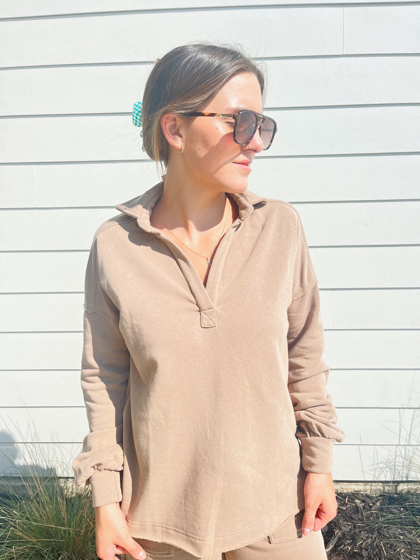 Mocha Collared Pullover